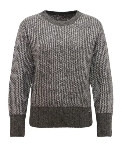 Herno Alpaca And Wool Crewneck Sweater In Gray