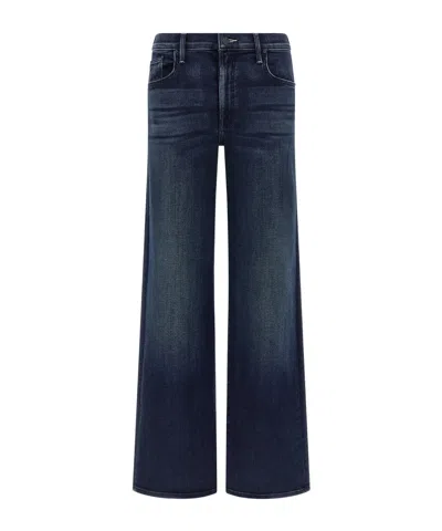 Mother The Mid Rise Mavin Sneak Blue Jeans With Belt Loops And Logo Embroidery On The Rear In Denim Woman