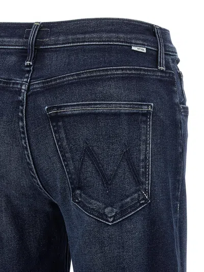 Mother The Mid Rise Mavin Sneak Blue Jeans With Belt Loops And Logo Embroidery On The Rear In Denim Woman