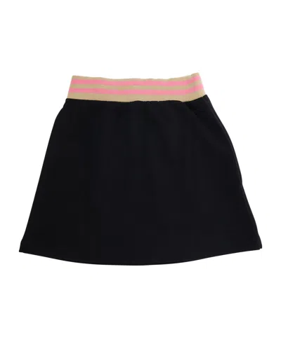 Marni Kids' Fleece Short Skirt With Elastic Stripes In Black