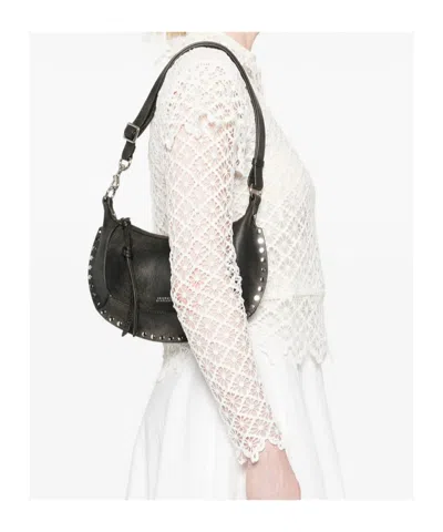 Isabel Marant Oskan Moon Stud-embellished Leather Shoulder Bag In Brown