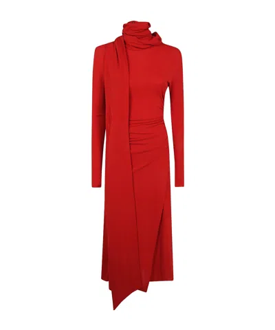 Blumarine Turtle Neck Jersey Dress In Red