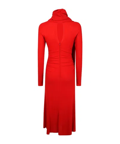 Blumarine Turtle Neck Jersey Dress In Red