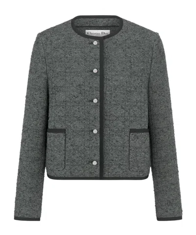 Dior Macrocannage Cropped Jacket In Gray