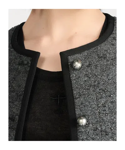 Dior Macrocannage Cropped Jacket In Gray