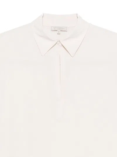 Antonelli Fitted White Shirt With Concealed Button Placket In White