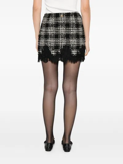 Twinset Mini Skirt With Checkered Pattern In Black