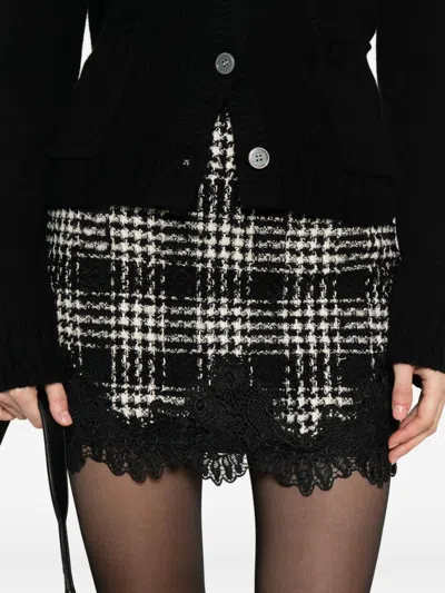 Twinset Mini Skirt With Checkered Pattern In Black