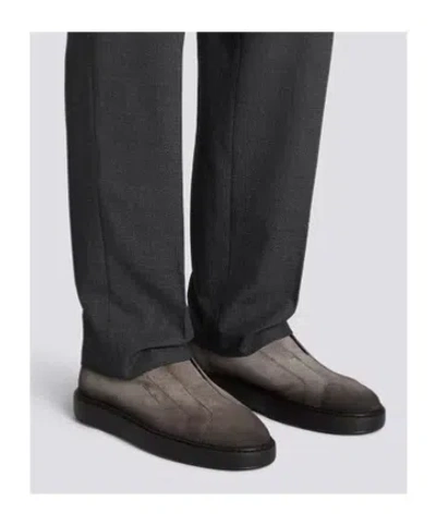 Santoni "mid Victory" Ankle Boots With Round Toe In Gray