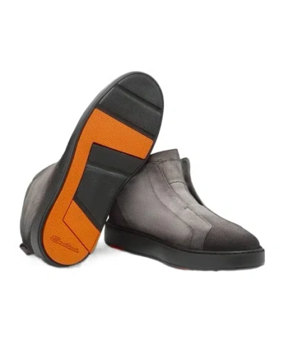 Santoni "mid Victory" Ankle Boots With Round Toe In Gray