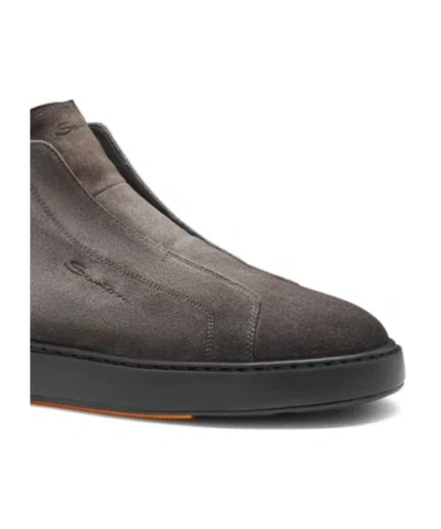 Santoni "mid Victory" Ankle Boots With Round Toe In Gray