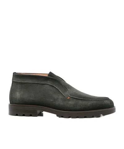 Santoni Suede Lace-up Shoes Rubber Sole In Green