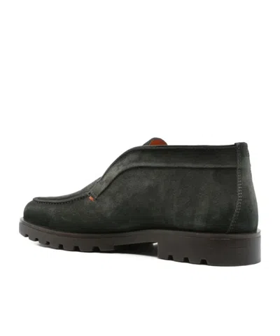Santoni Suede Lace-up Shoes Rubber Sole In Green