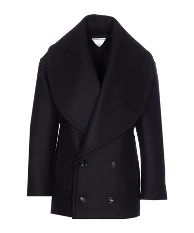 Bottega Veneta Double-breasted Wool Coat In Blue