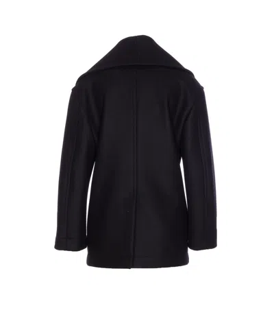 Bottega Veneta Double-breasted Wool Coat In Blue