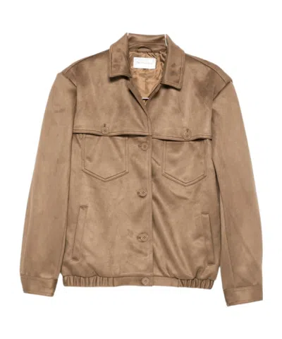 The Frankie Shop Hester Button-fastening Pocket Jacket In Brown