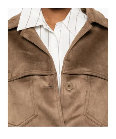 The Frankie Shop Hester Button-fastening Pocket Jacket In Brown
