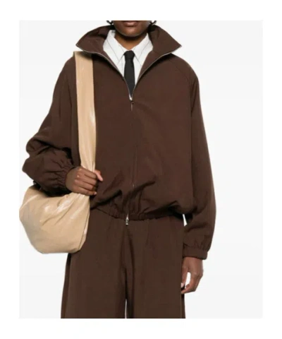 The Frankie Shop Elasticated-cuff Zip-front Jacket In Brown