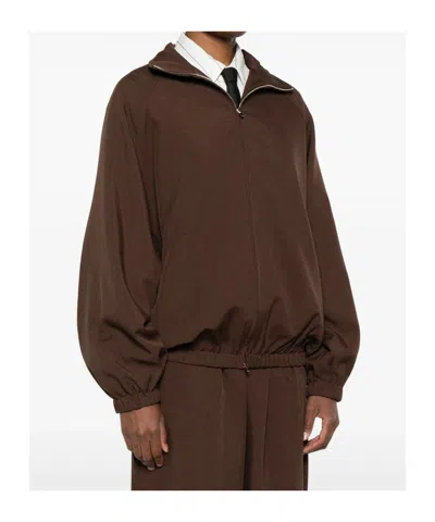 The Frankie Shop Elasticated-cuff Zip-front Jacket In Brown