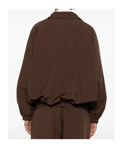 The Frankie Shop Elasticated-cuff Zip-front Jacket In Brown