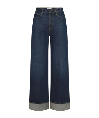 Frame Womens Spencer The Cuffed Wide-leg Denim Jeans In Blue