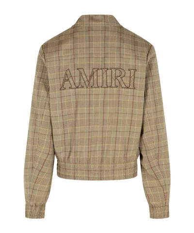 Amiri Virgin Wool Blend Jacket With Point Collar In Brown