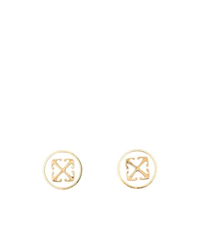 Off-white Round Arrow Earrings In Gold
