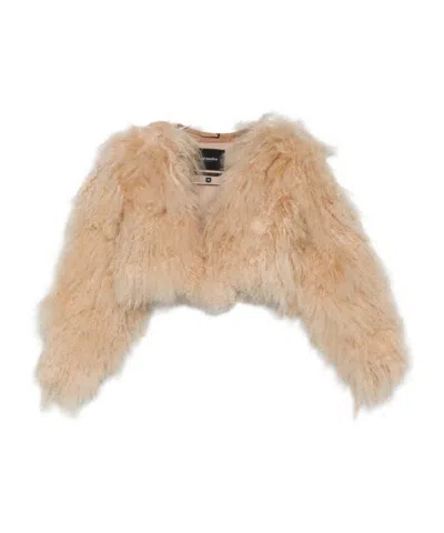 Retroféte Luxe Fur Cropped Jacket In Brown