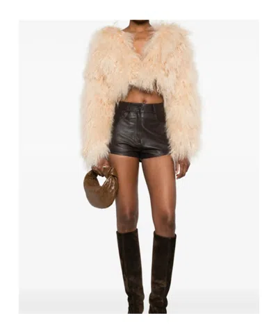 Retroféte Luxe Fur Cropped Jacket In Brown