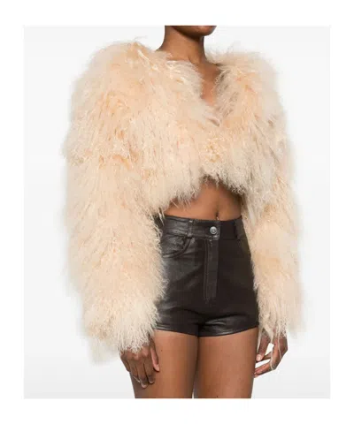 Retroféte Luxe Fur Cropped Jacket In Brown