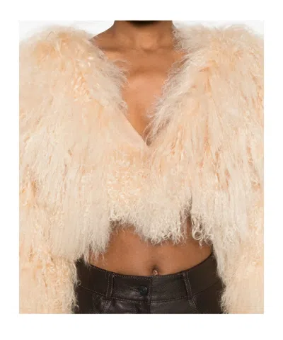 Retroféte Luxe Fur Cropped Jacket In Brown