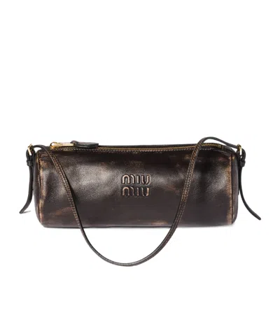 Miu Miu Zipper Shoulder Bag In Brown