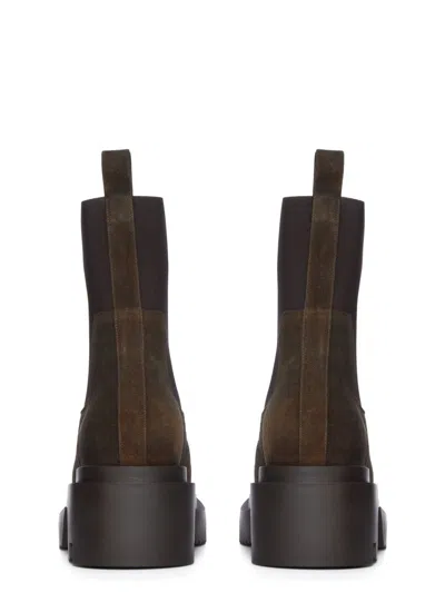 Rick Owens Chunky Sole Ankle Boots With Elastic Panels In Brown