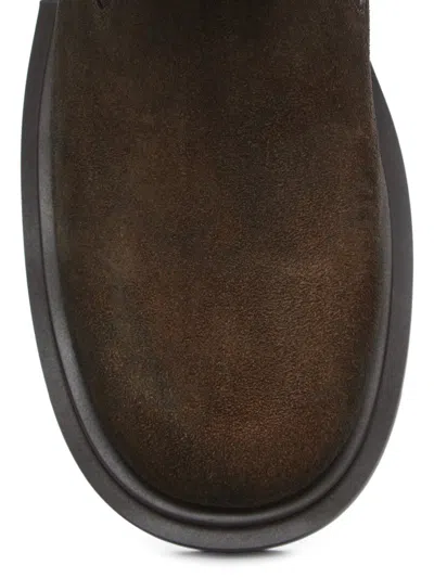 Rick Owens Chunky Sole Ankle Boots With Elastic Panels In Brown