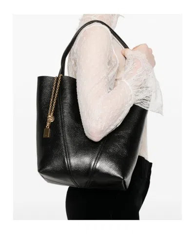 Chloé Grained Leather Medium 'spin' Bag In Black