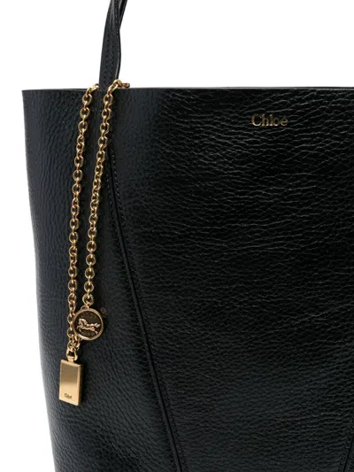 Chloé Grained Leather Medium 'spin' Bag In Black
