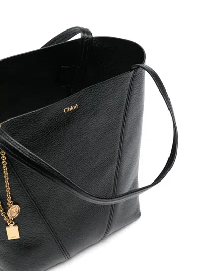 Chloé Grained Leather Medium 'spin' Bag In Black