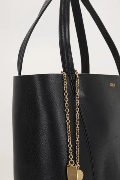 Chloé Grained Leather Medium 'spin' Bag In Black