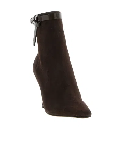 Jimmy Choo Camie Brown Ankle Boots With Knot Detail In Suede Woman In Brown