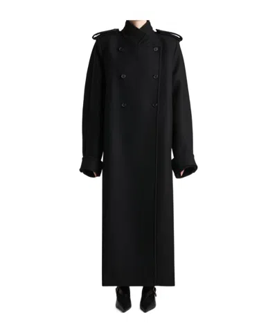 Khaite Donna Oversized Double-breasted Wool Coat In Black