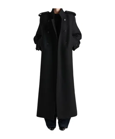 Khaite Donna Oversized Double-breasted Wool Coat In Black