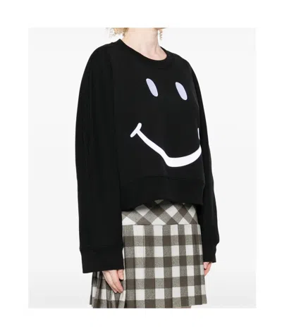 Moschino Graphic Crew Neck Long Sleeve Sweatshirt In Black
