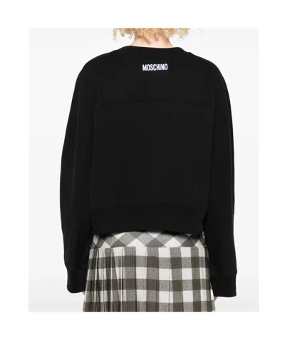 Moschino Graphic Crew Neck Long Sleeve Sweatshirt In Black