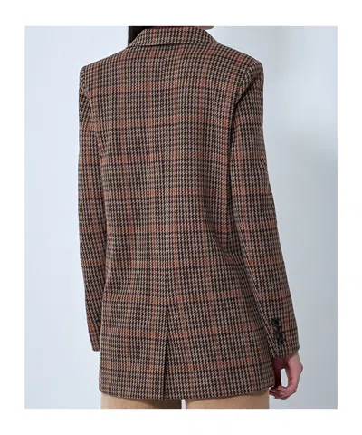 Max Mara Check Double-breasted Blazer In Brown