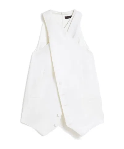 Max Mara Satin Wrap Sleeveless Jacket Buttons In White