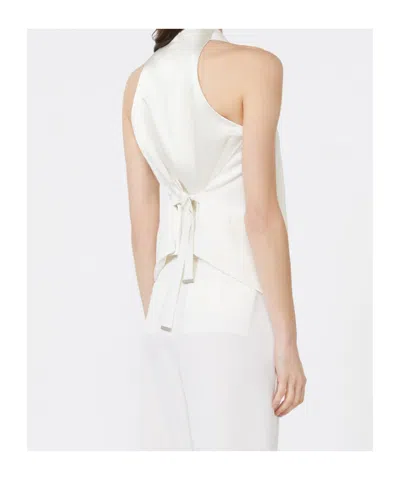 Max Mara Satin Wrap Sleeveless Jacket Buttons In White