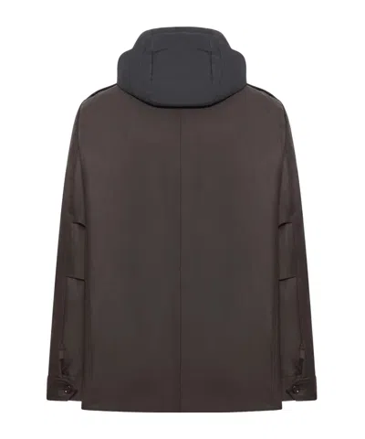 Moorer Isac Hooded Wool Field Jacket In Brown