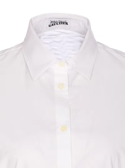 Jean Paul Gaultier Collared Long Sleeve Shirt With Unique Hem In White