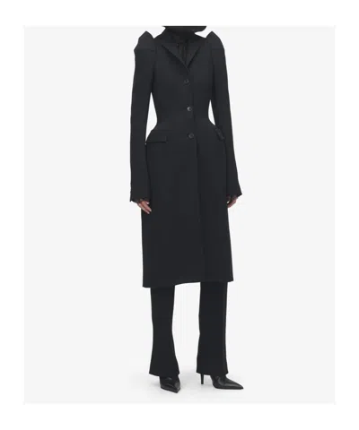 Alexander Mcqueen Wool-blend Structured Coat In Black