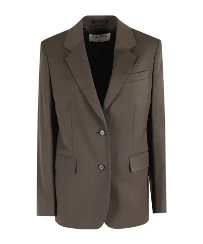 Filippa K Structured Walnut Blazer With Peaked Lapel In Brown
